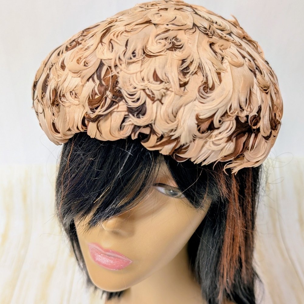 Vintage Feathered Hat 1950s Pillbox